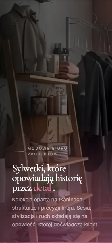 Responsywna wersja strony AMV Office Creative prezentująca kolekcję odzieży.